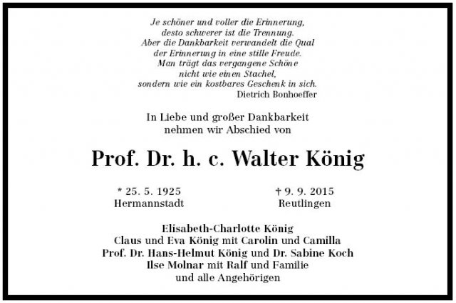 Koenig Walter 1925-2015 Todesanzeige